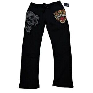 Ed Hardy Pants Mens Large EHMB8003-6 Tiger Eagle Graphic Joggers